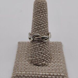 Size 9 Sterling Silver Thick Handmade Woven Unisex Ring A2384